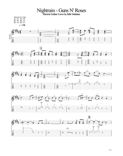 Табы Kfir Ochaion - Guns N' Roses - Nightrain Табы Kfir Ochaion - Guns N' Roses - Nightrain