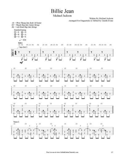 Табы Gareth Evans - Billie Jean - Michael Jackson