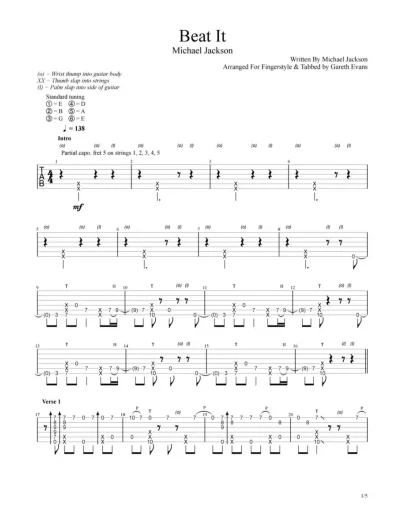 Табы Gareth Evans - Beat It - Michael Jackson