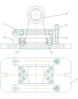 Эскиз приспособления с двумя пальцами для кронштейна