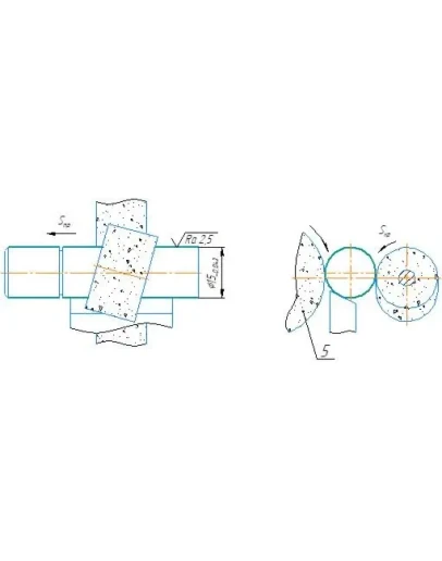 Схема бесцентрового шлифования вала в компасе