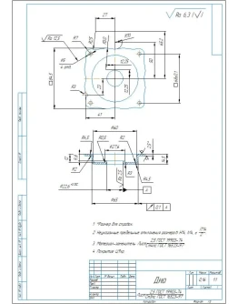 Чертеж и модель детали дно в программе компас