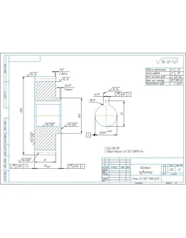 Чертеж и 3д модель детали колесо зубчатое m2,5 z30