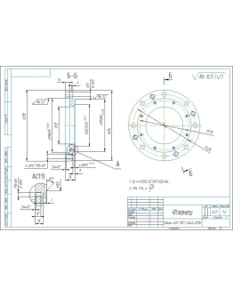 Чертеж и 3D модель детали фланец в программе компас