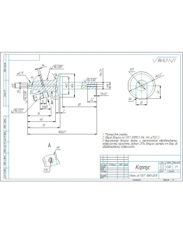 Чертеж и 3D модель детали корпус в программе Компас 3D