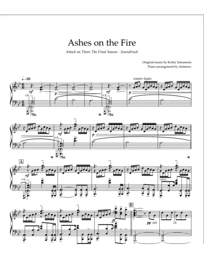 Ноты Animenz - Ashes on The Fire - Attack on Titan OST