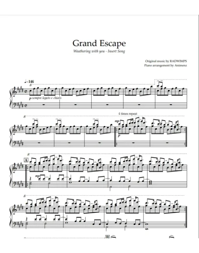 Ноты Animenz - Grand Escape - Weathering with You Ноты Animenz - Grand Escape - Weathering with You