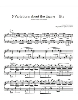 Ноты Animenz - 5 Variations on Ноты Animenz - 5 Variations on