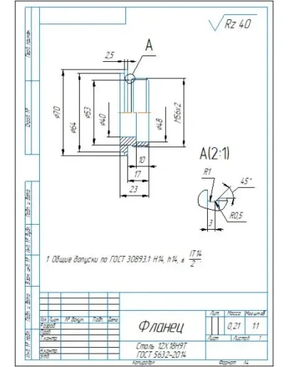 Чертеж и 3д модель детали 