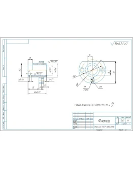 Чертеж и 3д модель детали фланец в программе компас