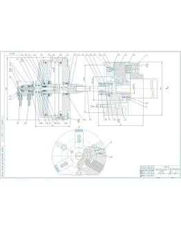 Чертеж трехкулачкового патрона D250 с пневмоприводом