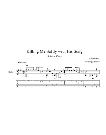 Killing Me Softly with His Song - ноты для гитары