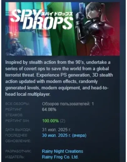 Spy Drops АВТОДОСТАВКА STEAM РОССИЯ