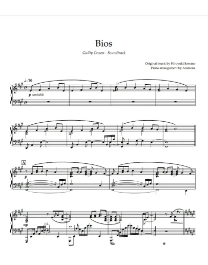 Ноты Animenz - Bios Guilty Crown OST