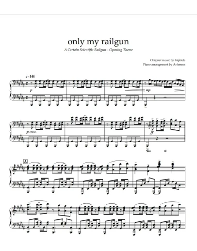 Ноты Animenz - Only My Railgun A Certain Scientific