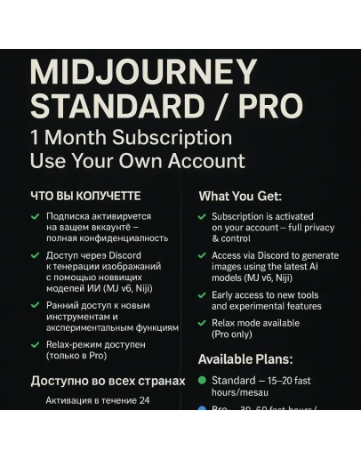 Midjourney Standard / Pro 1 Month Subscription
