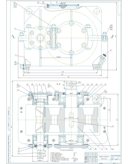 Чертеж редуктор шевронный одноступенчатый m2, a160