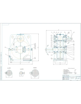 Чертеж одноступенчатого вертикального редуктора a225 Чертеж одноступенчатого вертикального редуктора a225