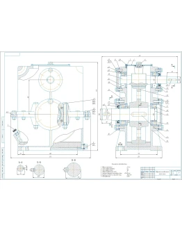 Чертеж цилиндрический вертикальный редуктор u5 m2,5