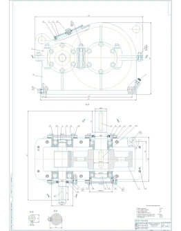 Чертеж цилиндрический редуктор одноступенчатый в компас Чертеж цилиндрический редуктор одноступенчатый в компас