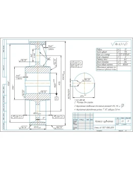 Чертеж колесо зубчатое косозубое m1,5 z176 в компасе