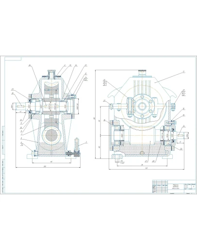 Чертеж редуктора червячного в программе Компас 3D