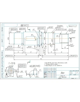 Рабочий чертеж детали вал со шлицами в компасе d30