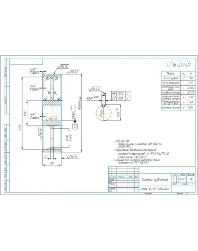 Рабочий чертеж детали 