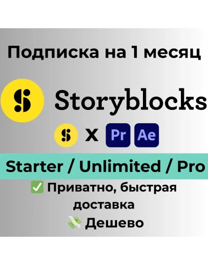 Storyblocks Starter/Unlimited/Pro на 1 месяц