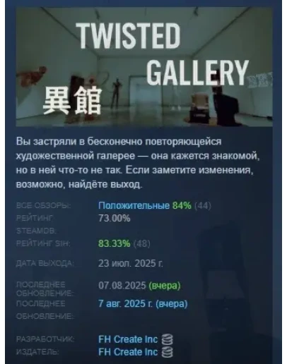 Twisted Gallery АВТОДОСТАВКА STEAM РОССИЯ