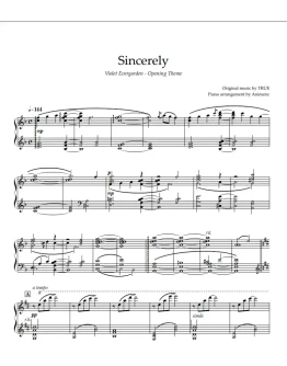 Ноты Animenz - Sincerely Violet Evergarden OP