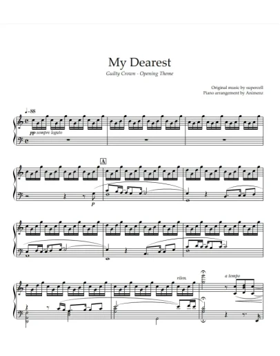 Ноты Animenz - My Dearest Guilty Crown OP 10 Year