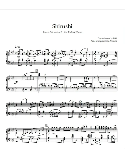 Ноты Animenz - Shirushi Sword Art Online II ED3 Ноты Animenz - Shirushi Sword Art Online II ED3