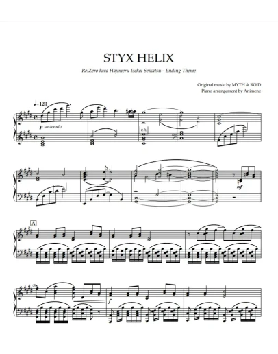 Ноты Animenz - STYX HELIX Re:ZERO ED