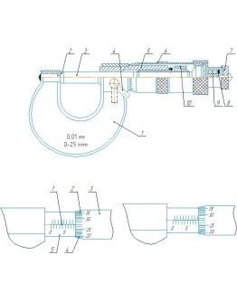 Чертеж микрометр МК в программе Компас 3D
