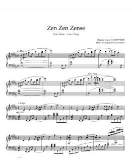 Ноты Animenz - Zen Zen Zense Your Name(Kimi no Na wa)