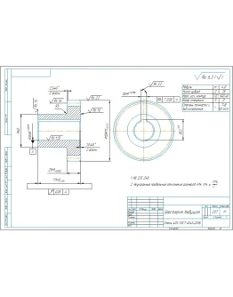 Чертеж детали шестерня ведущая m4 z25 в компасе