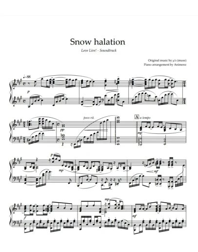 Ноты Animenz - Snow Halation - Love Live! OST