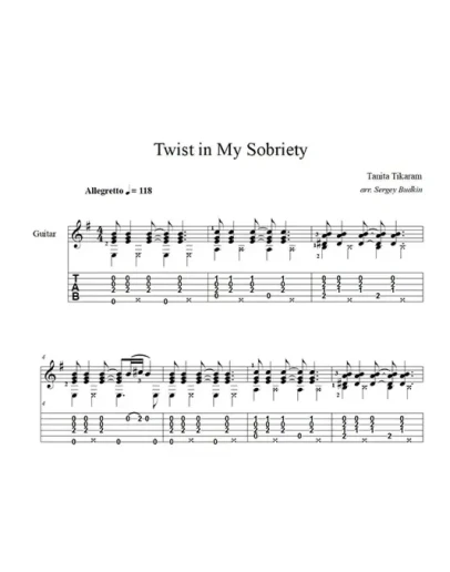 Twist in My Sobriety (Tanita Tikaram) ноты для гитары