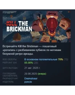 Kill the Brickman АВТОДОСТАВКА STEAM РОССИЯ Kill the Brickman АВТОДОСТАВКА STEAM РОССИЯ