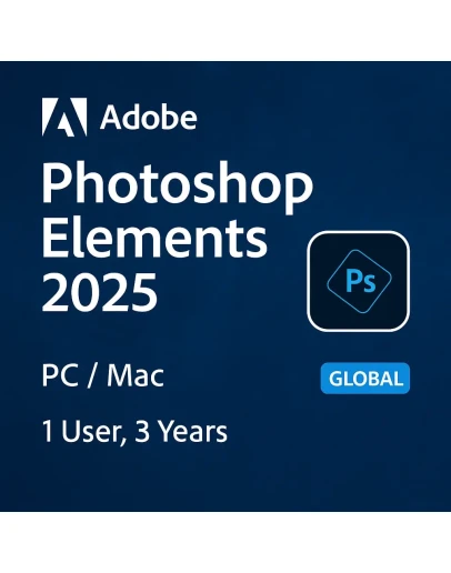 Adobe Photoshop Elements 2025 PC, Mac 1 User, 3 Year EU