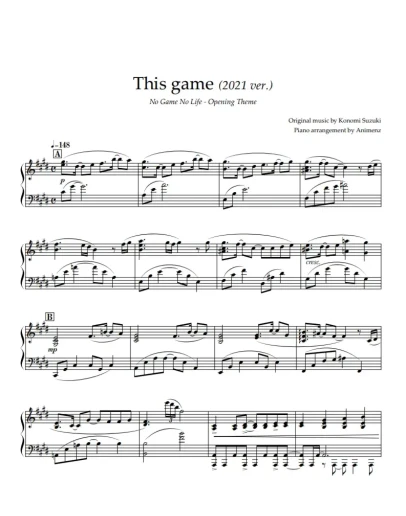 Ноты Animenz - This game (2021 ver.) - No Game No Life Ноты Animenz - This game (2021 ver.) - No Game No Life