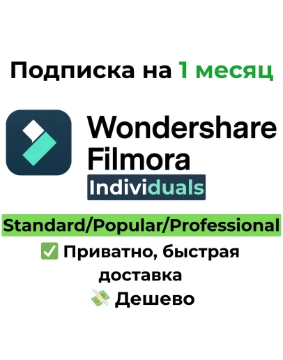Подписка Wondershare Filmora Individuals на 1 месяц