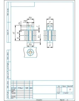 Чертеж болтовое соединение М10 в компасе