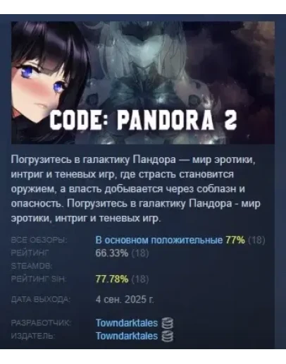 CODE PANDORA КОД: ПАНДОРА 2 АВТОДОСТАВКА STEAM РОССИЯ