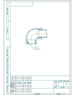 Чертеж трубного соединения с угольником G3/4