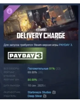 PAYDAY 3: Delivery Charge Heist DLC STEAM РОССИЯ