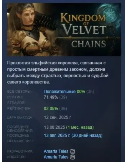 Kingdom of Velvet Сhains АВТОДОСТАВКА STEAM РОССИЯ