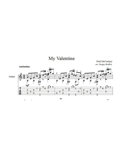 My Valentine (Пол Маккартни) ноты для гитары