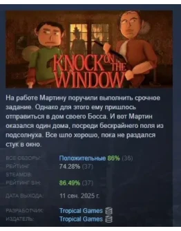 Knock On The Window АВТОДОСТАВКА STEAM РОССИЯ